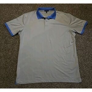 Peter Millar Crown Crafted Men's Polo Size XL Gray/Blue Performance Golf